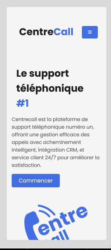 Aperçu du site vitrine – page Enquête